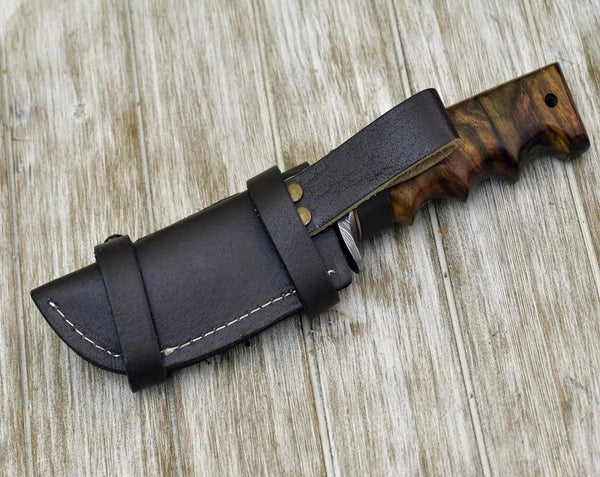 Vivid Damascus Hunting Knife with Exotic Rose Wood handle - Gifts for You 'n Me
