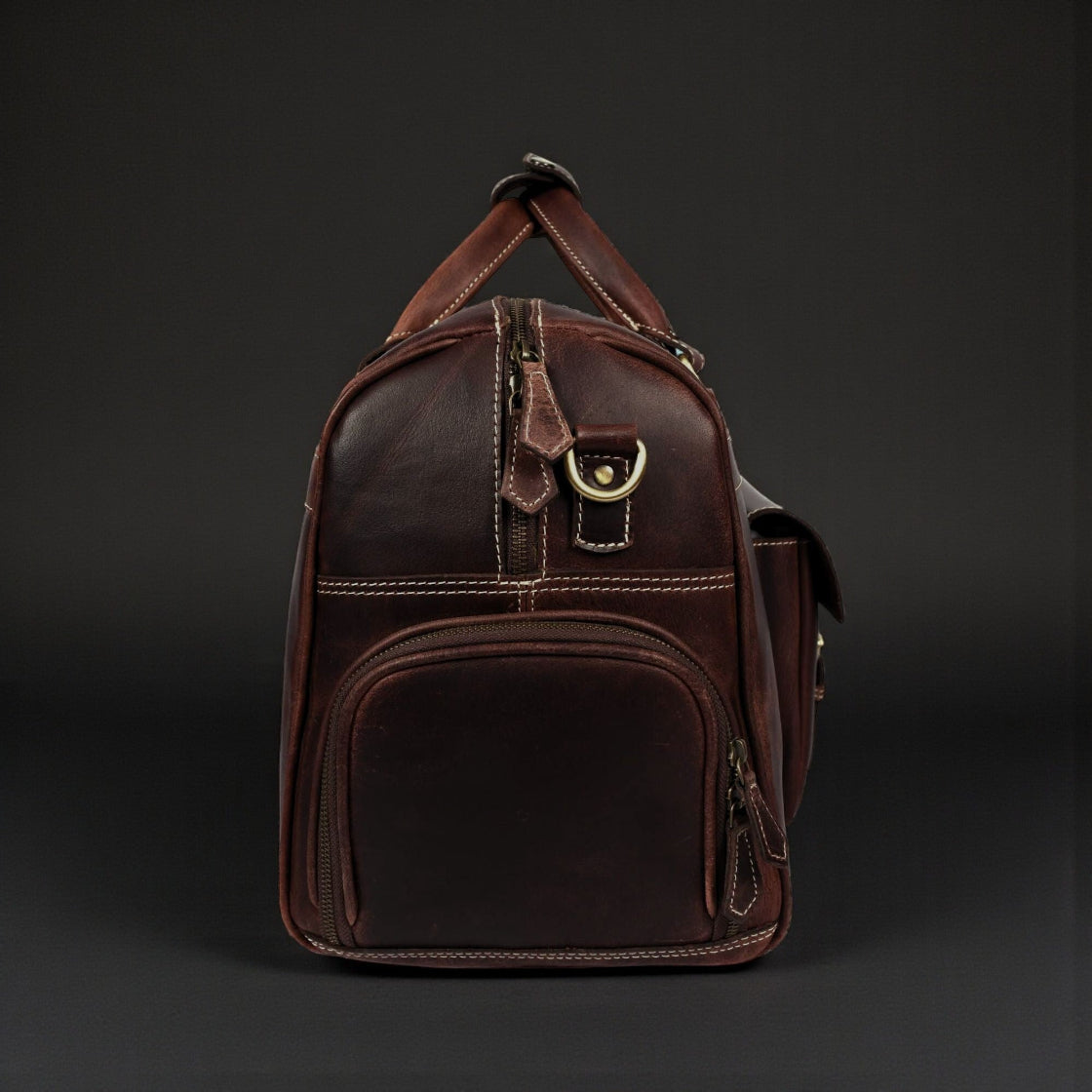 The Voyager Duffle - Brown Full-Grain Distressed Leather Duffle Bag NAB Leather