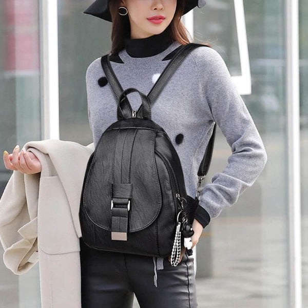 Genuine Leather Backpack for Women Water Resistant Anti Theft Travel Bag