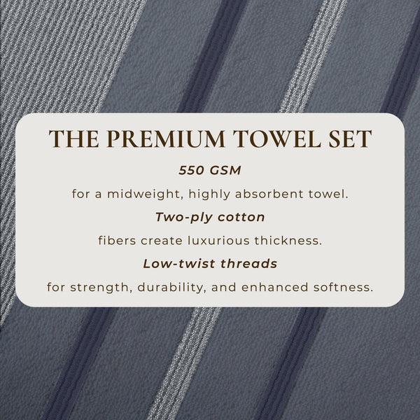 Decorative Cotton Stripe Bath Towel Set - Noelle Collection