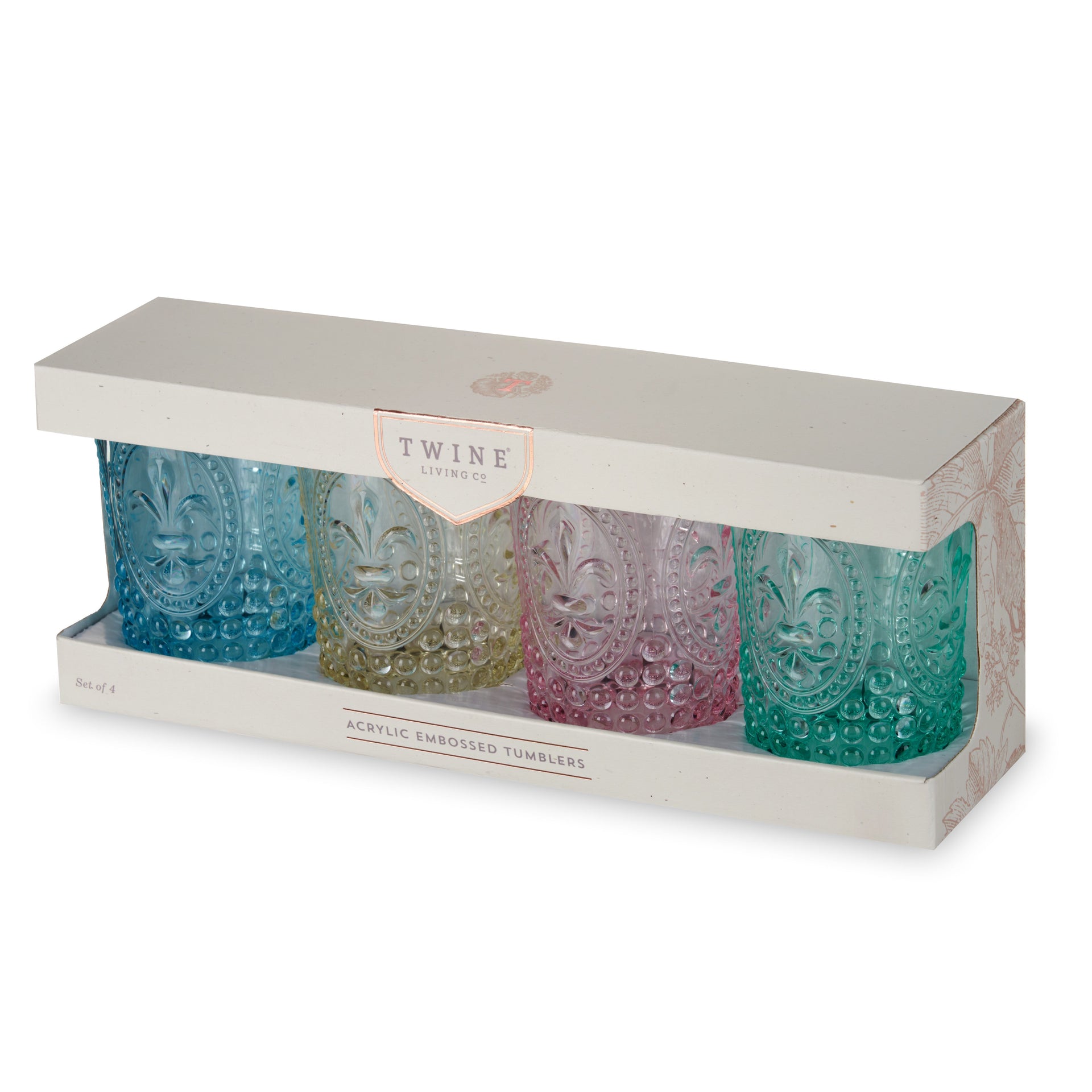 Acrylic Embossed Tumblers, Set of 4
