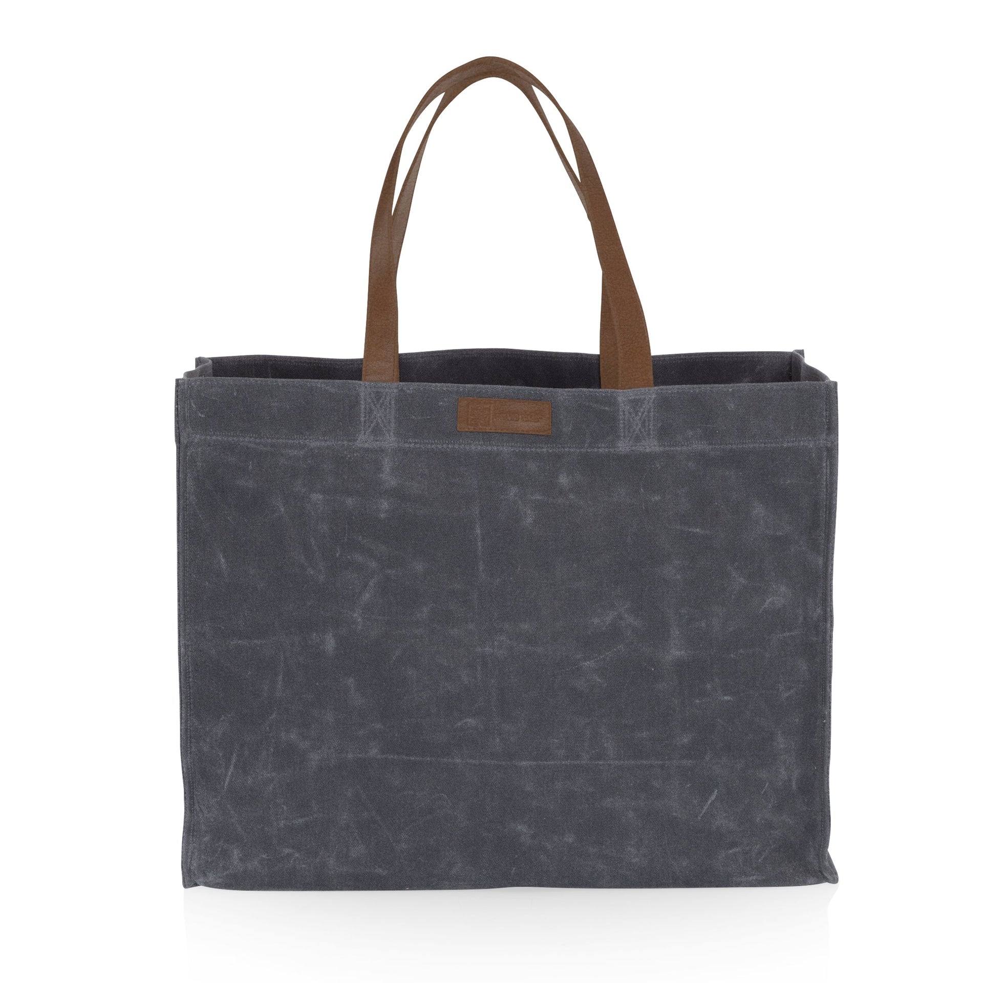 Market Waxed Canvas Tote with Leatherette Handles