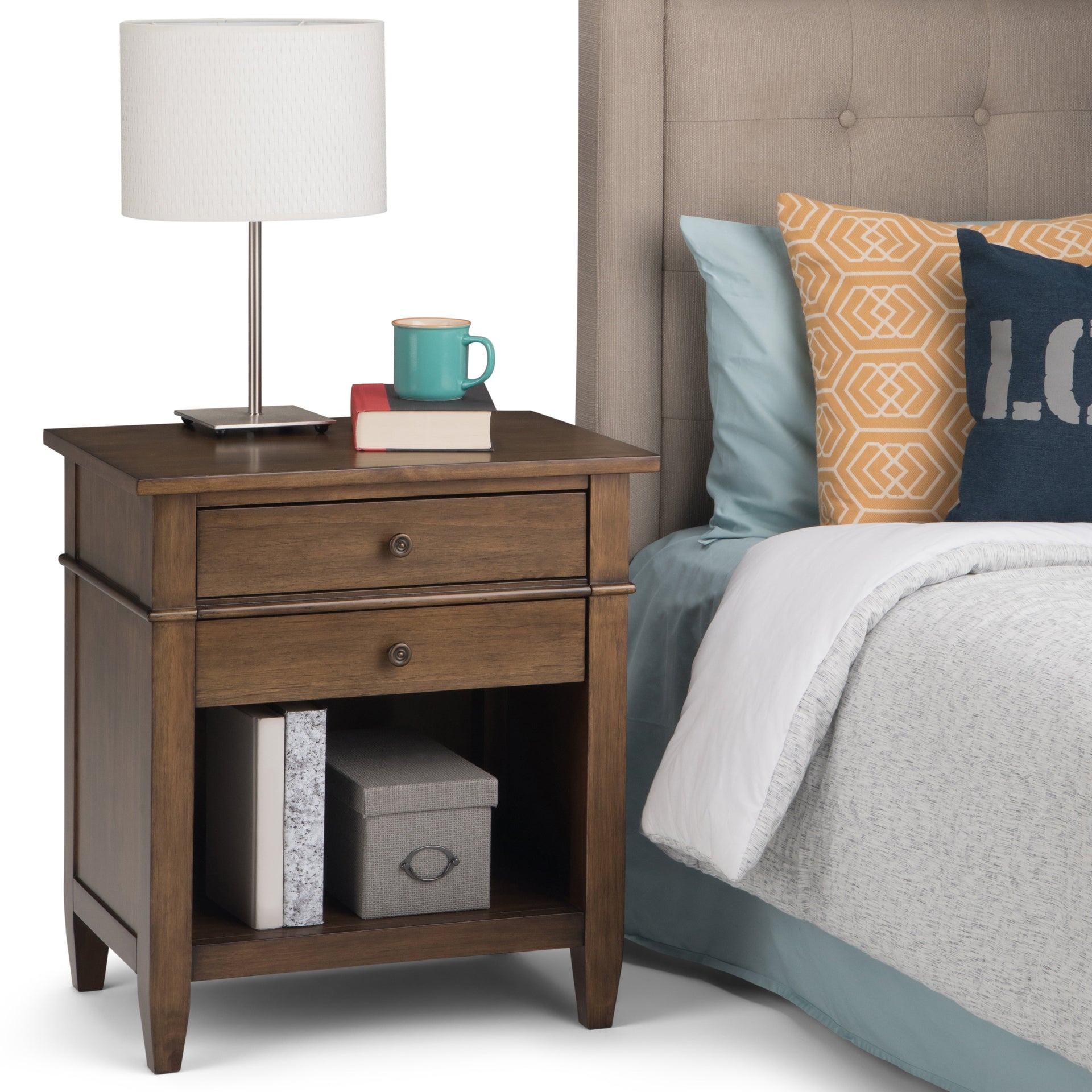 Carlton 24 Inch Wide Solid Wood Bedside Table in Rustic