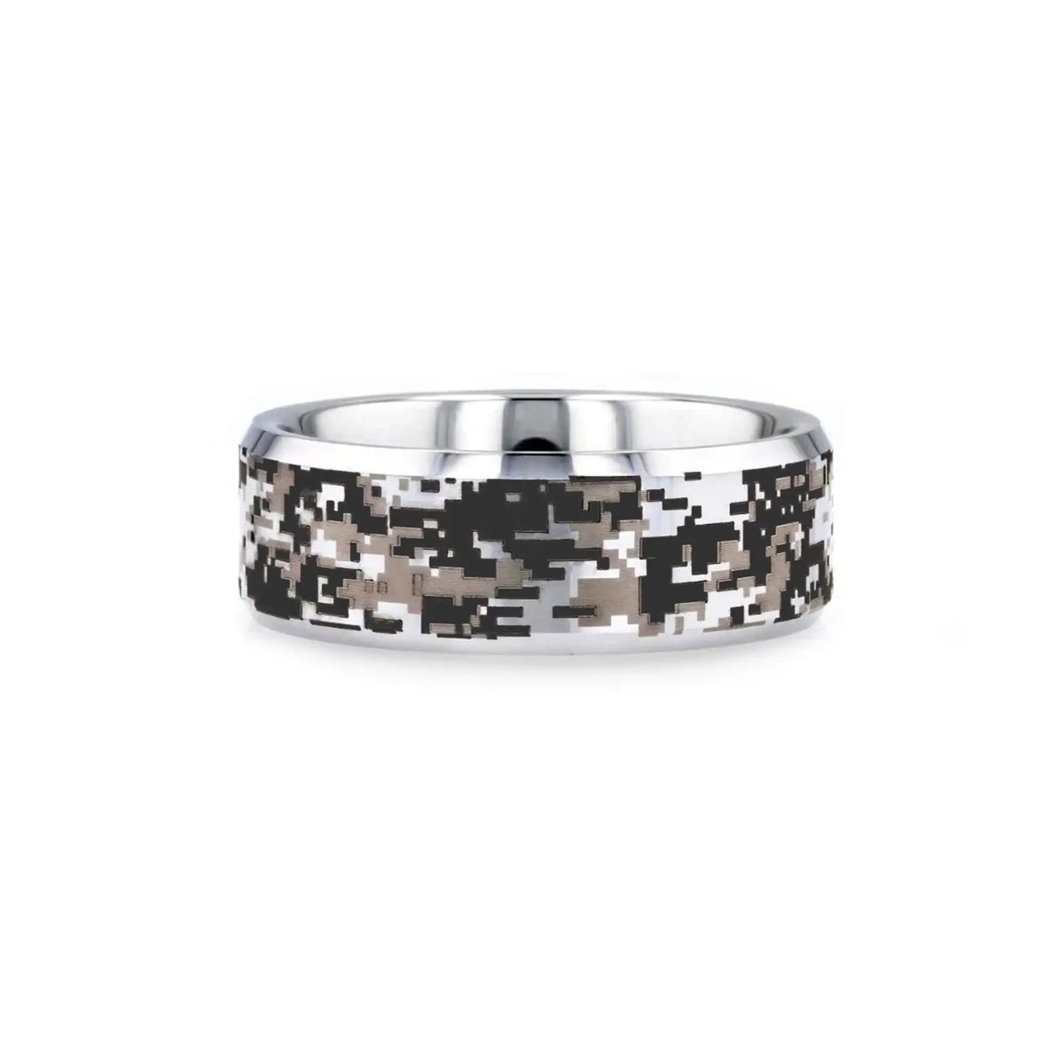 STEALTH Tungsten Carbide Wedding Ring with Engraved Digital Camouflage - 8mm