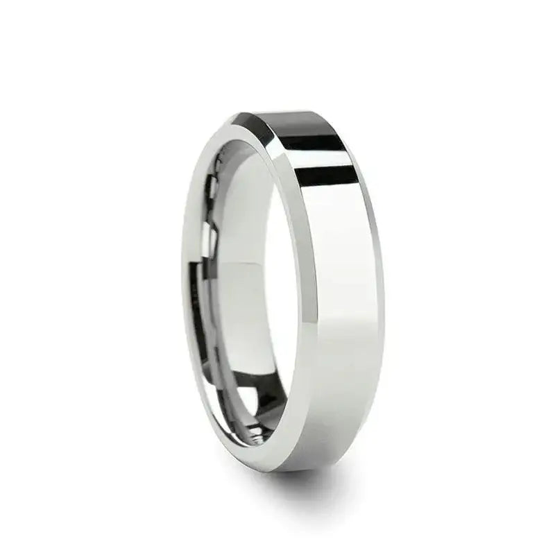 ROMA Women’s Beveled Tungsten Carbide Wedding Ring – 4mm & 6mm