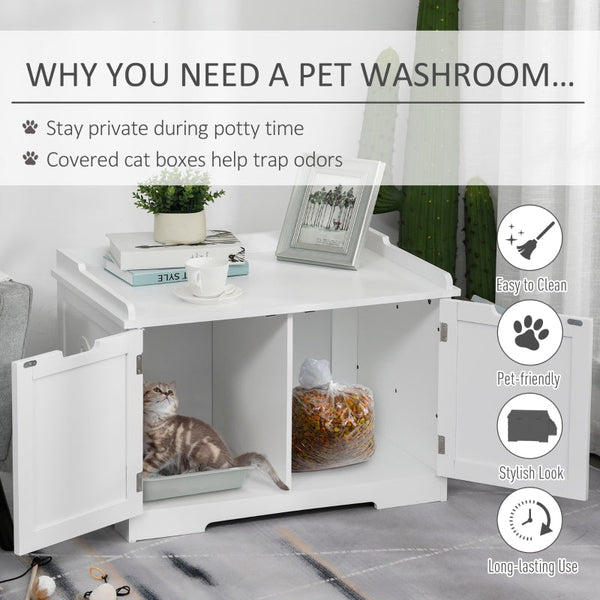 Cat Litter Box Nightstand End Table Enclosure
