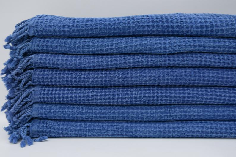 Waffle Navy Turkish Towel
