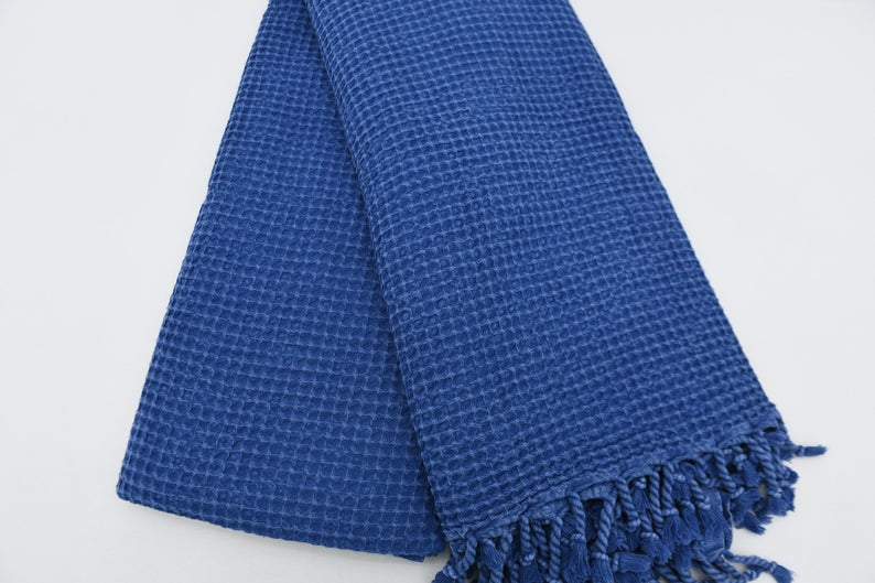 Waffle Navy Turkish Towel