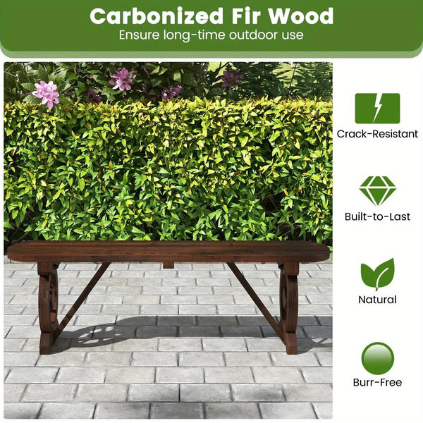 Carbonized Fir Wood Wagon Wheel Garden Bench