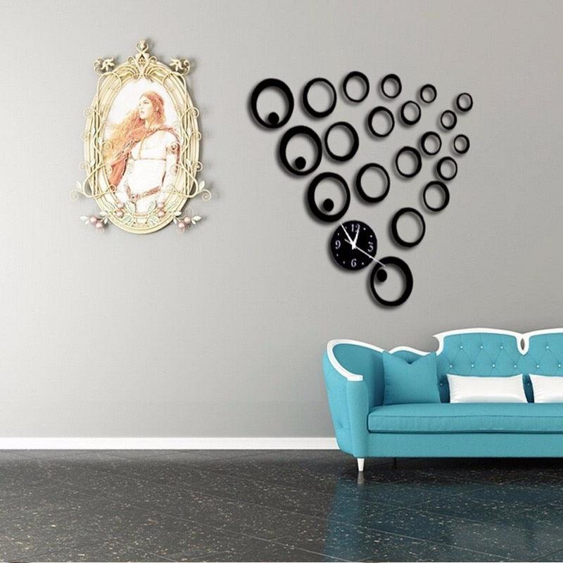 Wall Clock 3D Quartz Acrylic Mirror Acrylic Bubble Circle Mute Stylish and Interesting Decorative Wall Clock Creative Decoration Gift Modern Watch Living Room Decoration