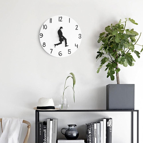 Wall Clock Silly Walk Wall Clock Comedy Creative Artwork Sweep Seconds Silent Funny Modern Silent Wall Watch Clock for Living Room Decor  Comedian Home Decor Novelty Wall Watch Funny Walking Silent Mute Clock