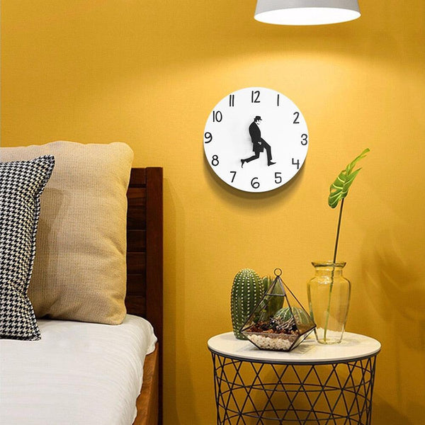 Wall Clock Silly Walk Wall Clock Comedy Creative Artwork Sweep Seconds Silent Funny Modern Silent Wall Watch Clock for Living Room Decor  Comedian Home Decor Novelty Wall Watch Funny Walking Silent Mute Clock