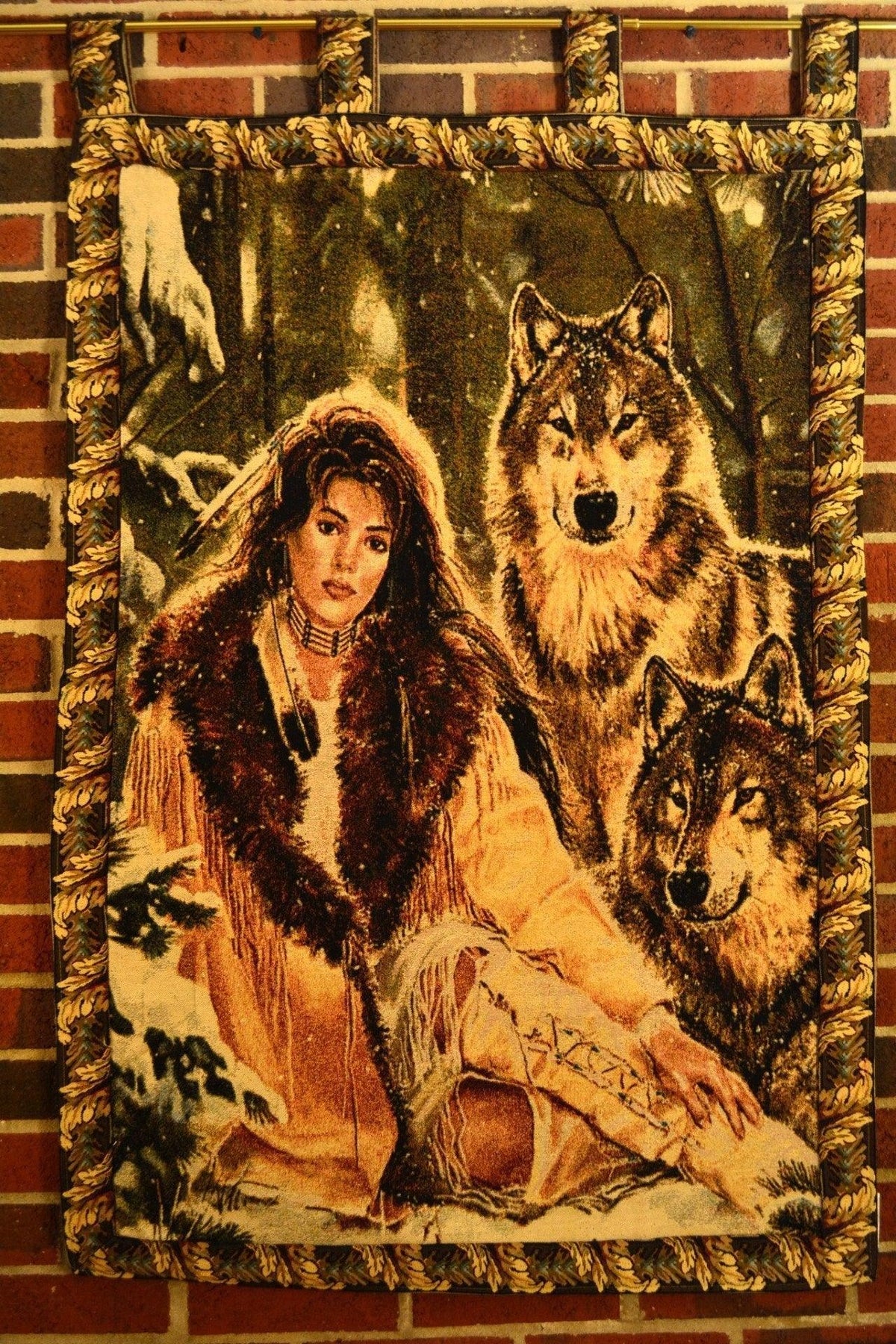 Tache Tapestry Runs With Wolves Native Tribal Wall Hanging 28 x 47 (12082)