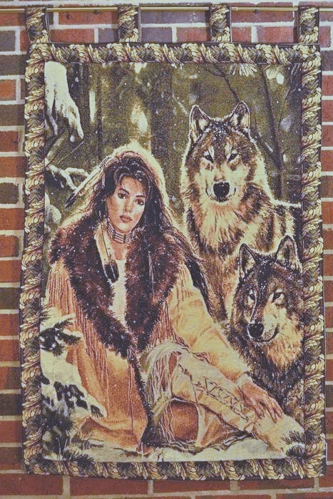 Tache Tapestry Runs With Wolves Native Tribal Wall Hanging 28 x 47 (12082)