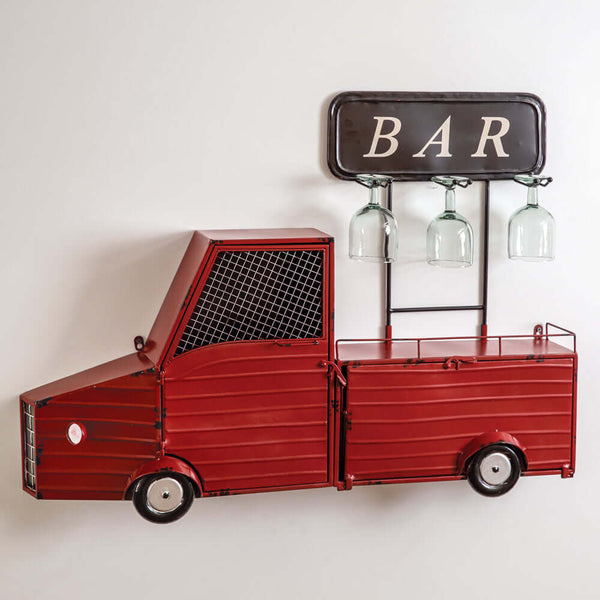 Wall Mounted Red Truck Wine Bar