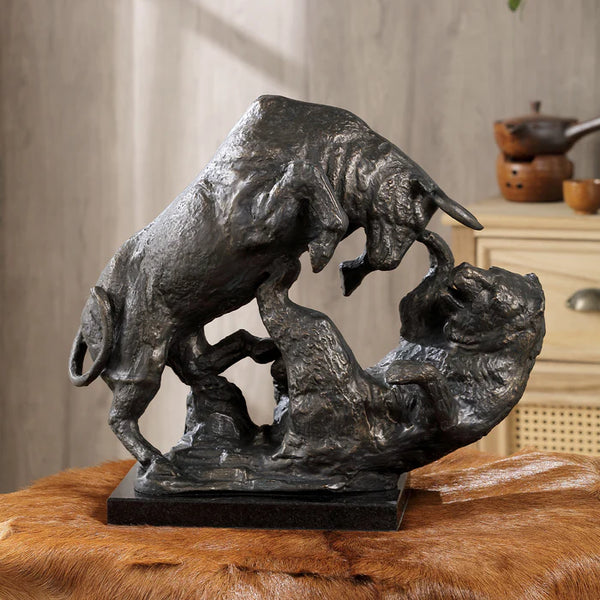 Bear and Bull Market Fighters Sculpture