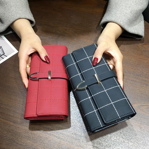 Wallets Long With Plaid PU Leather Fashion Hasp Coin Purse Phone Bag 10 Card Holders Female Wallet for girls ladies