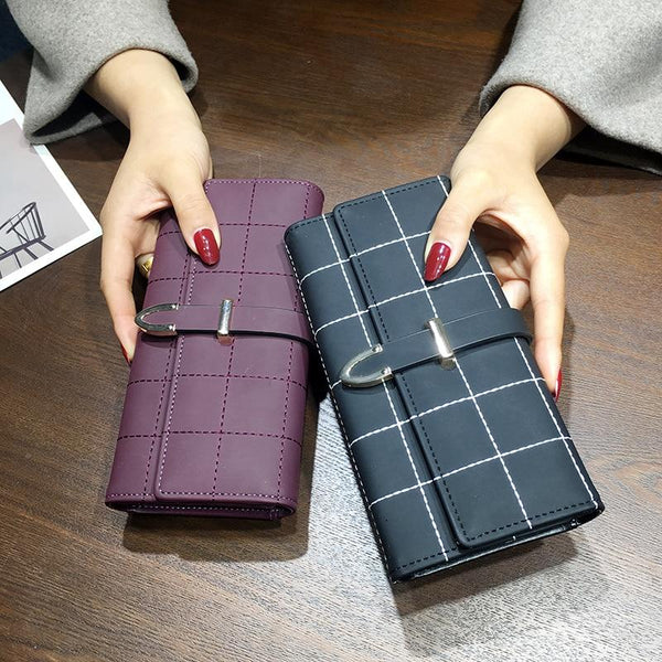 Wallets Long With Plaid PU Leather Fashion Hasp Coin Purse Phone Bag 10 Card Holders Female Wallet for girls ladies