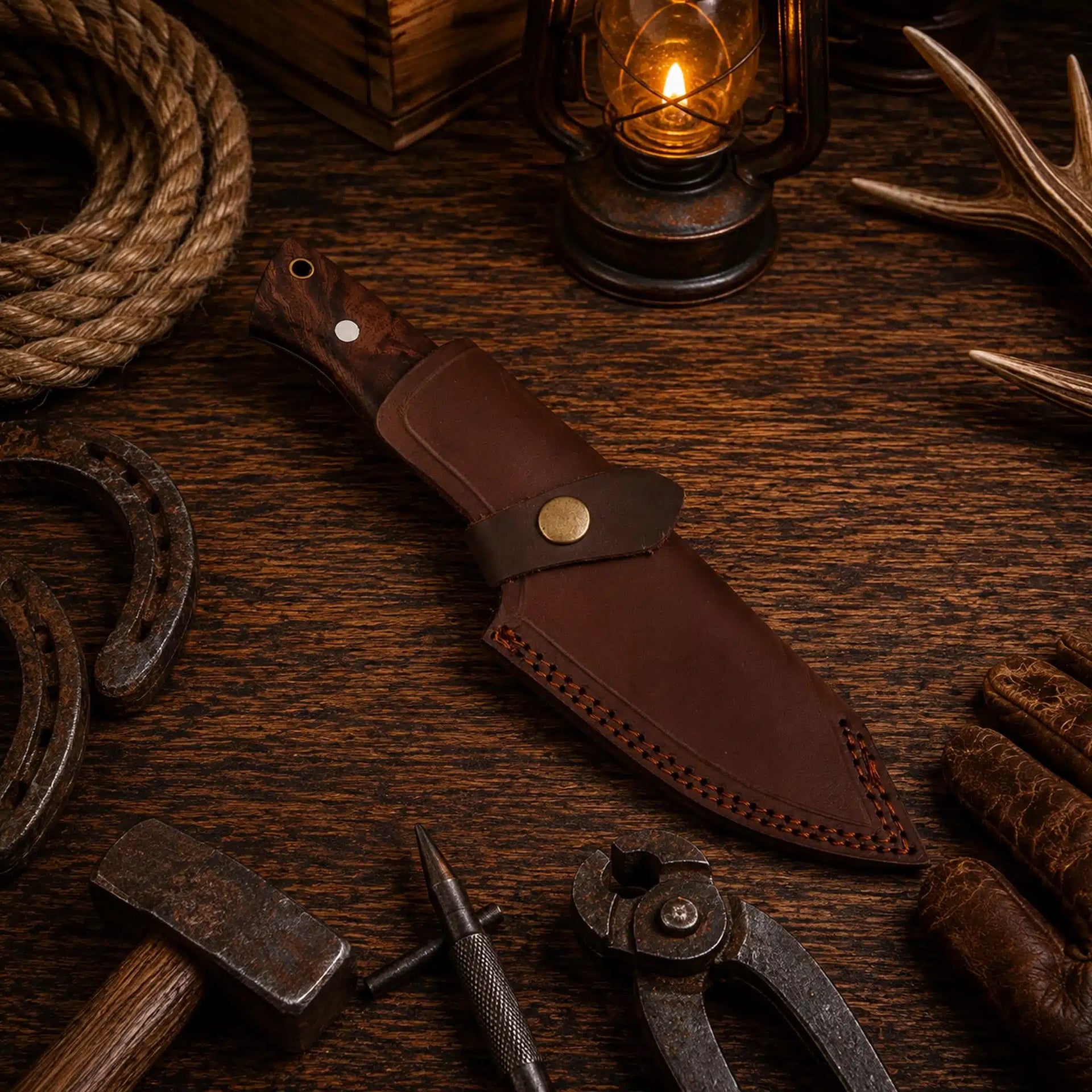 Custom Handmade Damascus Steel Fixed Blade Camping Hunting Survival EDC Knife