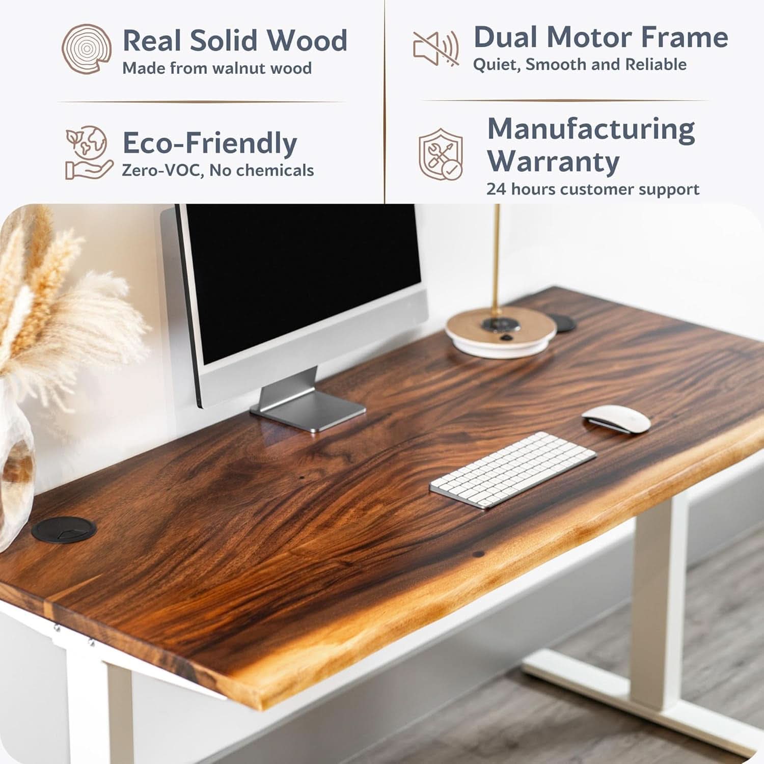 Walnut Solid Wood Adjustable Height Standing Desk Home Office