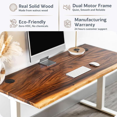 Walnut Solid Wood Adjustable Height Standing Desk Home Office