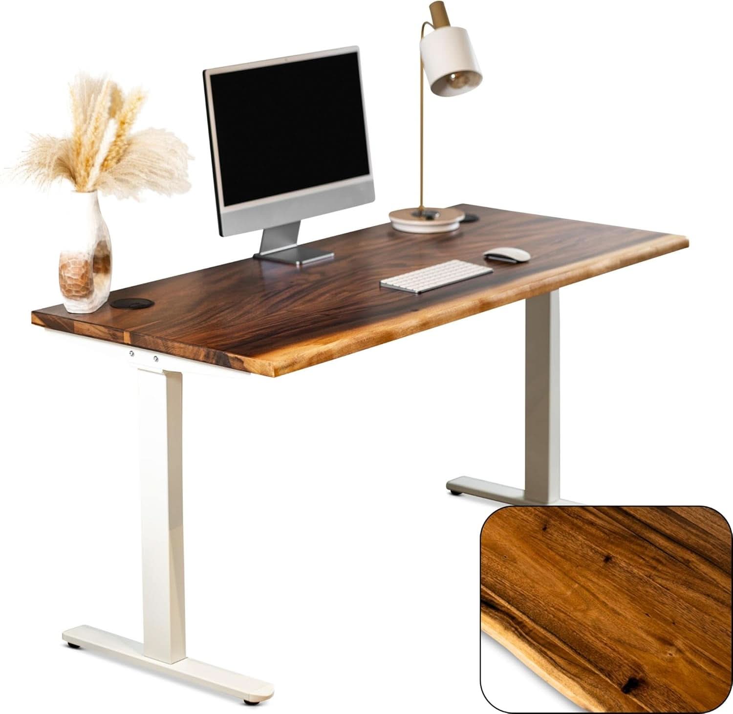 Walnut Solid Wood Adjustable Height Standing Desk Home Office