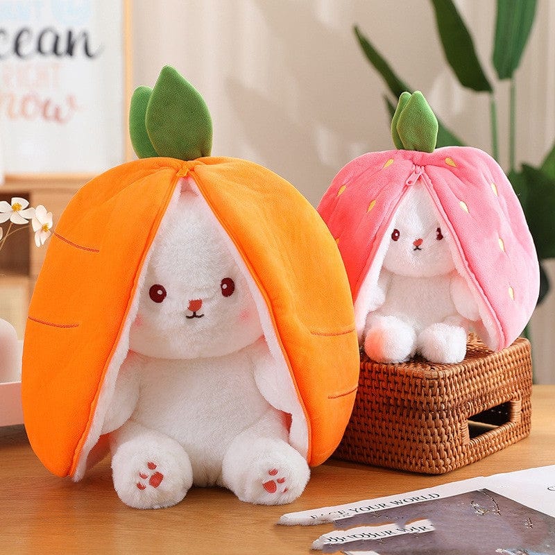 Wanghong Cute Strawberry Rabbit Doll Plush Toy with Transforming Feature