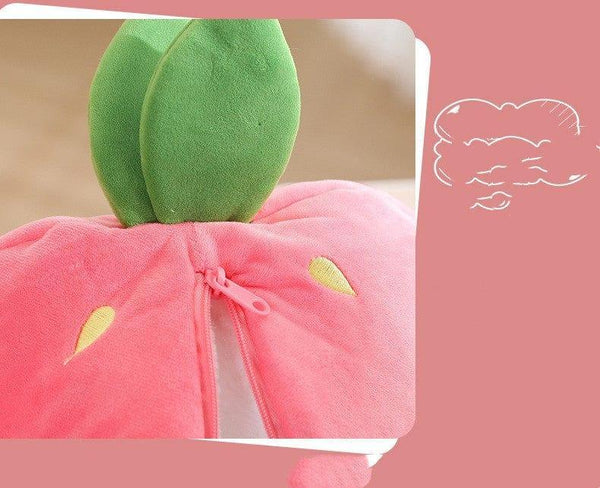 Wanghong Cute Strawberry Rabbit Doll Plush Toy with Transforming Feature - Gifts for You 'n Me