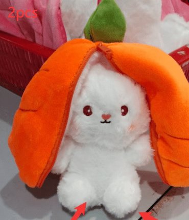 Wanghong Cute Strawberry Rabbit Doll Plush Toy with Transforming Feature