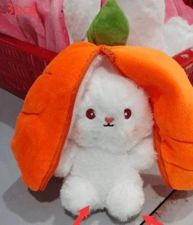 Wanghong Cute Strawberry Rabbit Doll Plush Toy with Transforming Feature - Gifts for You 'n Me