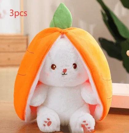 Wanghong Cute Strawberry Rabbit Doll Plush Toy with Transforming Feature - Gifts for You 'n Me