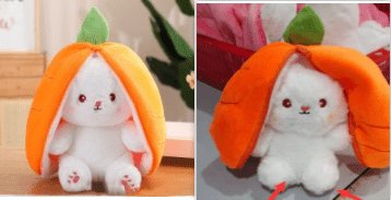 Wanghong Cute Strawberry Rabbit Doll Plush Toy with Transforming Feature