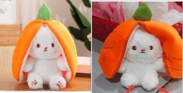 Wanghong Cute Strawberry Rabbit Doll Plush Toy with Transforming Feature - Gifts for You 'n Me