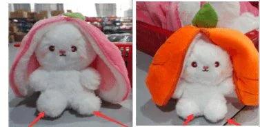 Wanghong Cute Strawberry Rabbit Doll Plush Toy with Transforming Feature - Gifts for You 'n Me