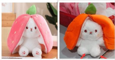 Wanghong Cute Strawberry Rabbit Doll Plush Toy with Transforming Feature