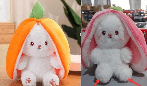 Wanghong Cute Strawberry Rabbit Doll Plush Toy with Transforming Feature - Gifts for You 'n Me