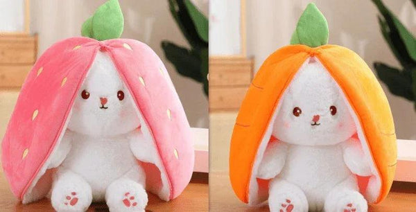 Wanghong Cute Strawberry Rabbit Doll Plush Toy with Transforming Feature - Gifts for You 'n Me