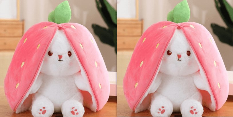 Wanghong Cute Strawberry Rabbit Doll Plush Toy with Transforming Feature
