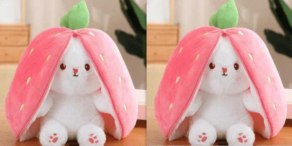 Wanghong Cute Strawberry Rabbit Doll Plush Toy with Transforming Feature - Gifts for You 'n Me