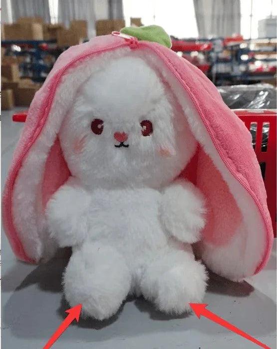 Wanghong Cute Strawberry Rabbit Doll Plush Toy with Transforming Feature - Gifts for You 'n Me