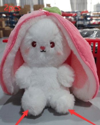 Wanghong Cute Strawberry Rabbit Doll Plush Toy with Transforming Feature