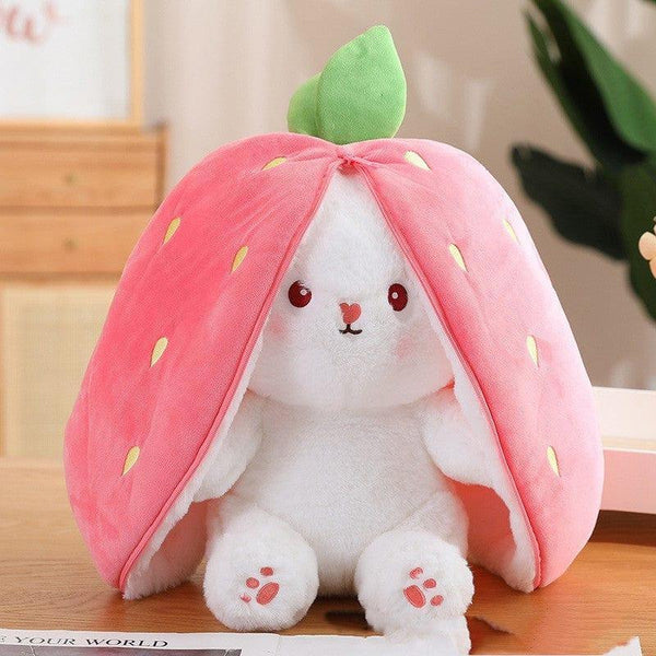 Wanghong Cute Strawberry Rabbit Doll Plush Toy with Transforming Feature - Gifts for You 'n Me