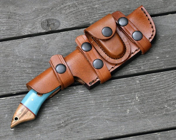 Warlock Hunting Knife with Olive Wood and Resin Handle - Gifts for You 'n Me