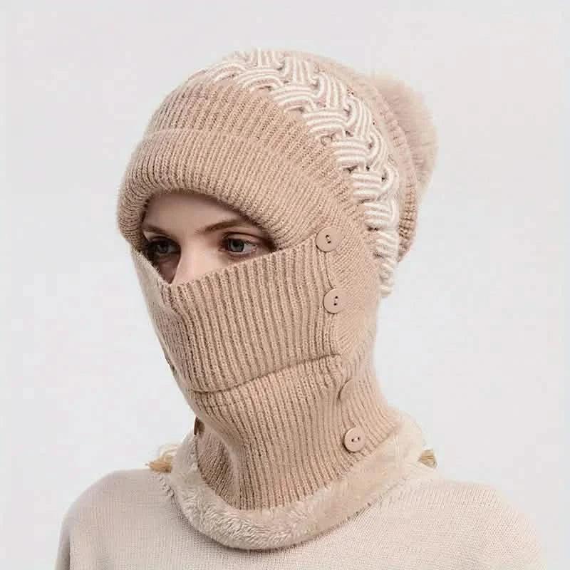 Warm Knitted Beanie Hat and Neck Warmer Set