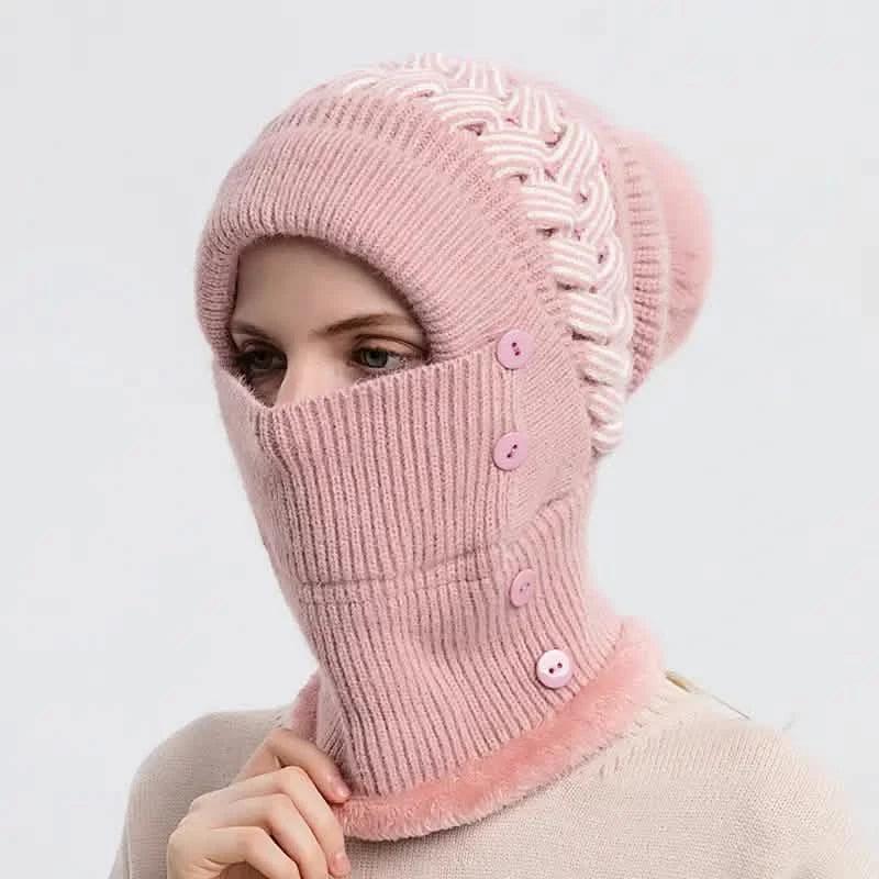 Warm Knitted Beanie Hat and Neck Warmer Set