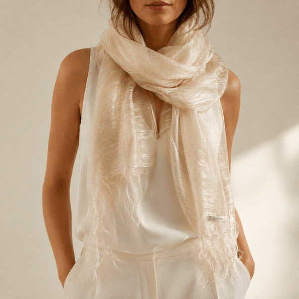 Warm Beige Mulberry Silk Scarf
