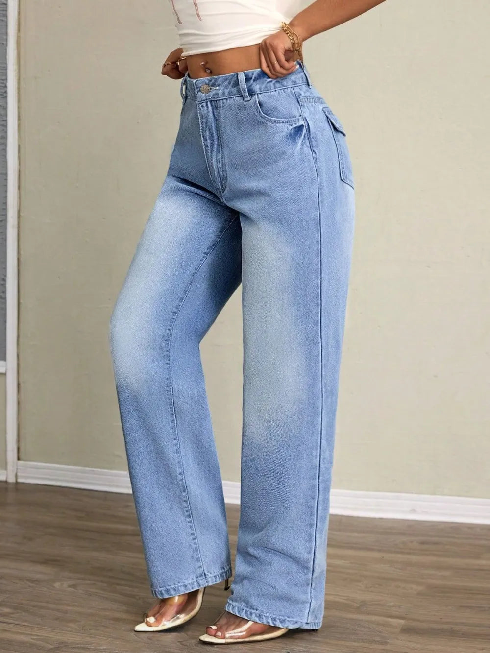 Washed High Waist Jeans