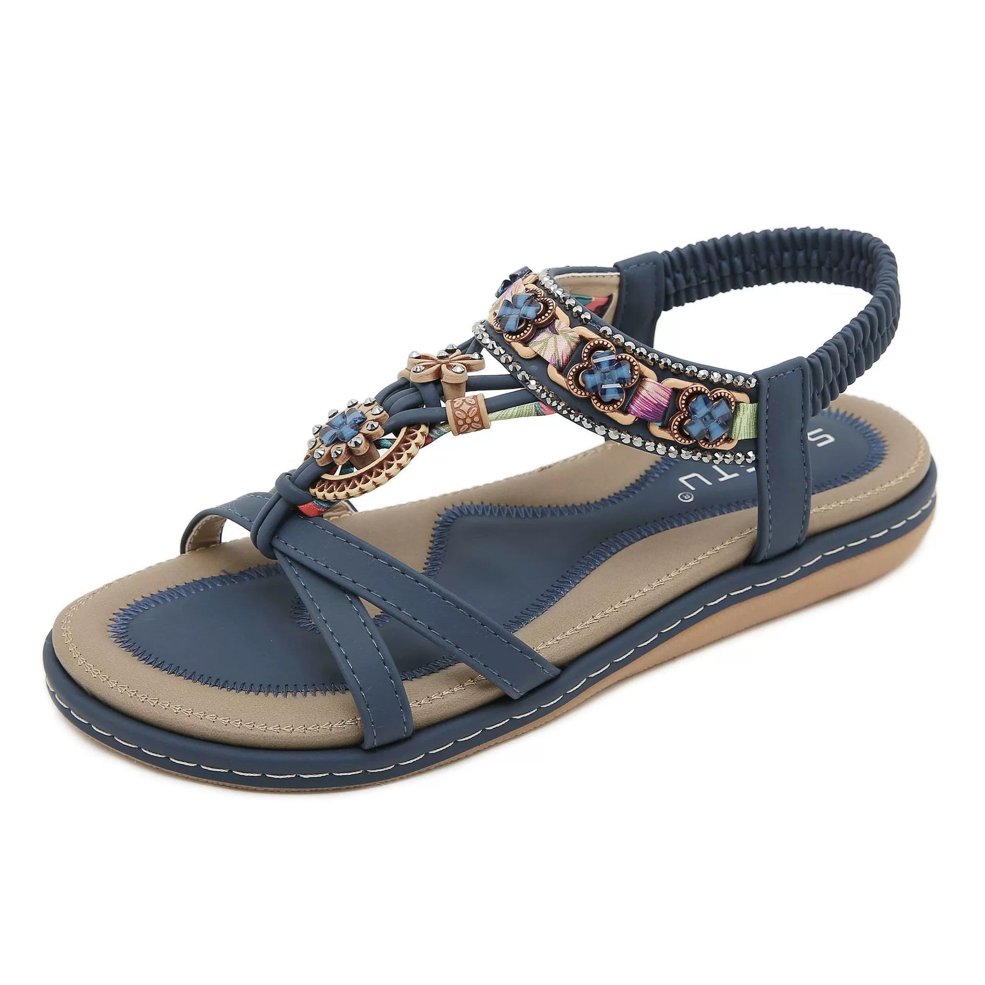 Water Diamond Flower Casual Fashion Versatile Flat Sandals for Women