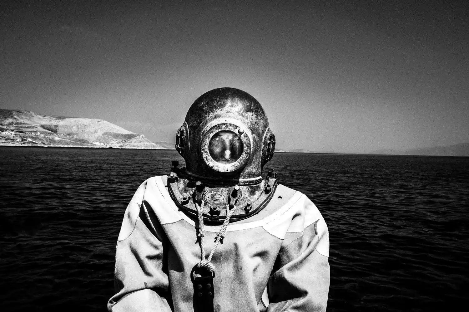 Limited Edition numbered and signed. Diver on Kalymnos | Black-and-white wall art photography from Greece