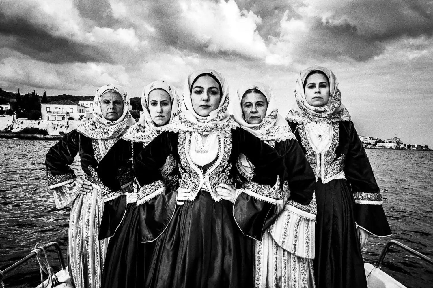 Limited Edition numbered and signed. Bouboulina dresses in Spetses | Black-and-white wall art photography from Greece